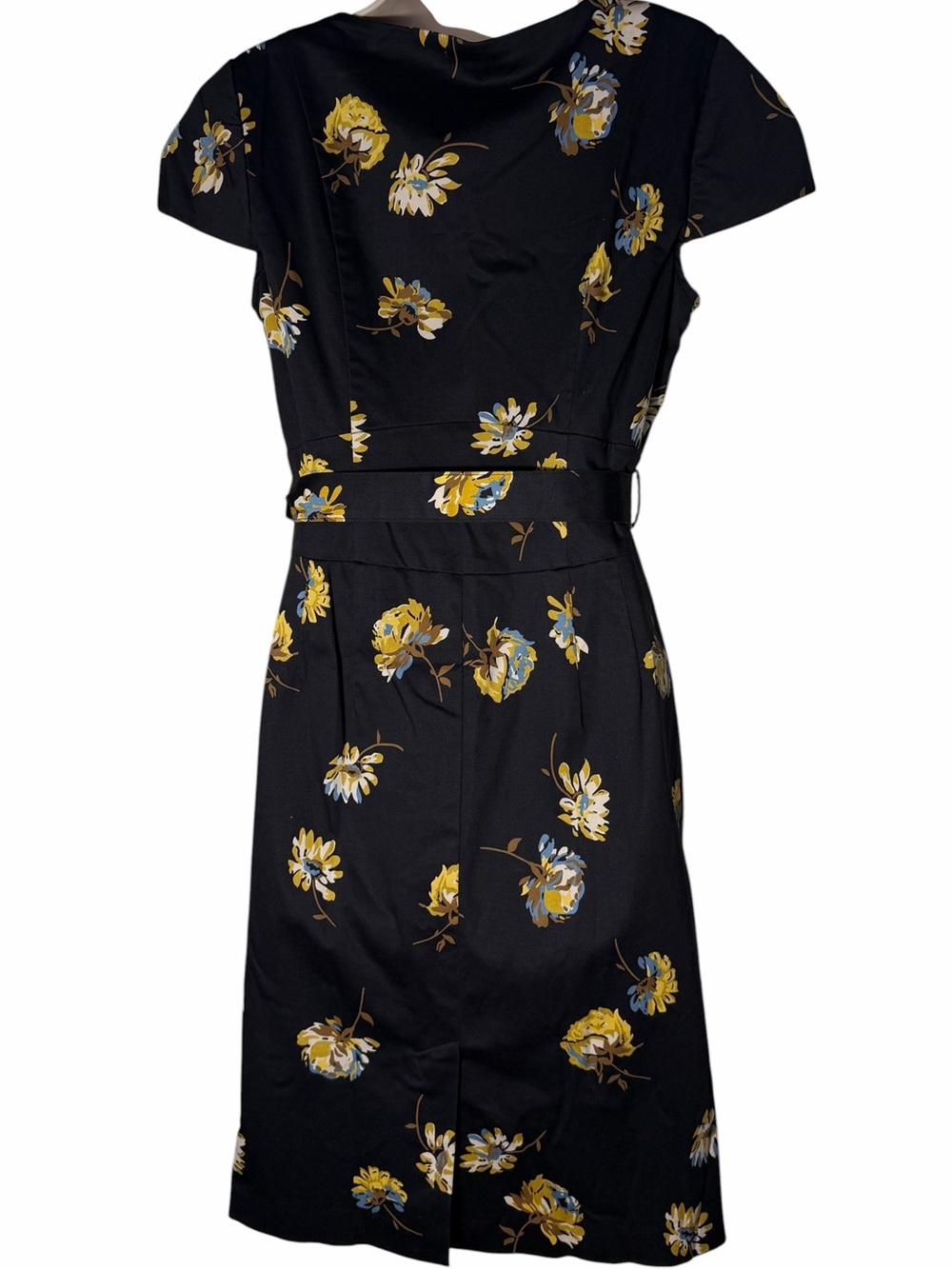 Boden Floral Black Belted Pencil Skirt Dress With Slit And Side Pocket Women 6R - Picture 6 of 14